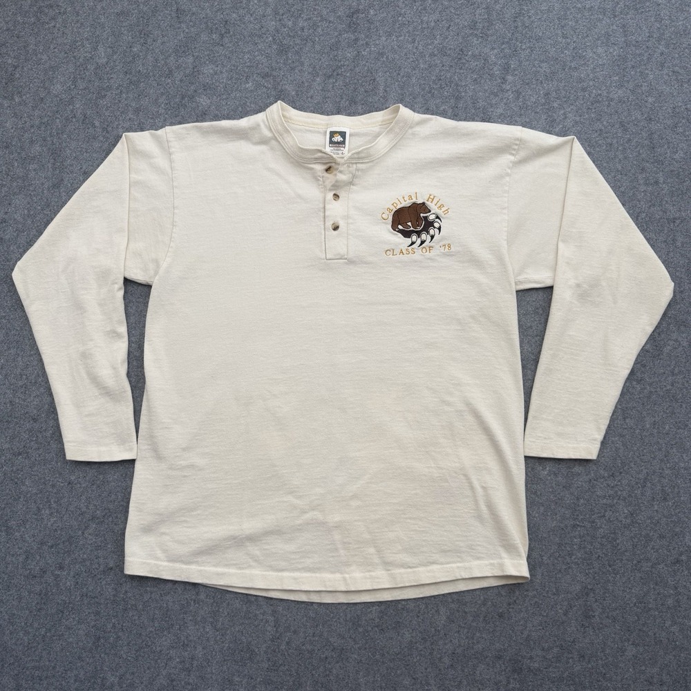 Vintage Capital High Class of 78 Henley L Embroidered Bear Olympia WA USA